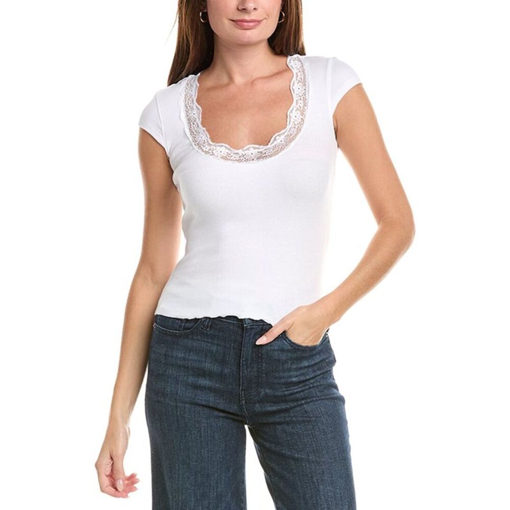 Rd Style Womens  Paige Cap Sleeve Scoop Neck Top, White
